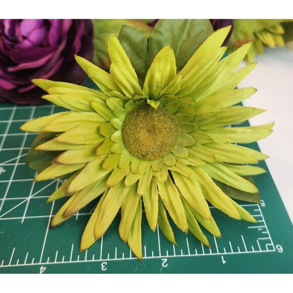 Artificial Floral Heads – Purple & Green Fabric Flowers for Wreaths, DIY Crafts, - Picture 9 of 13